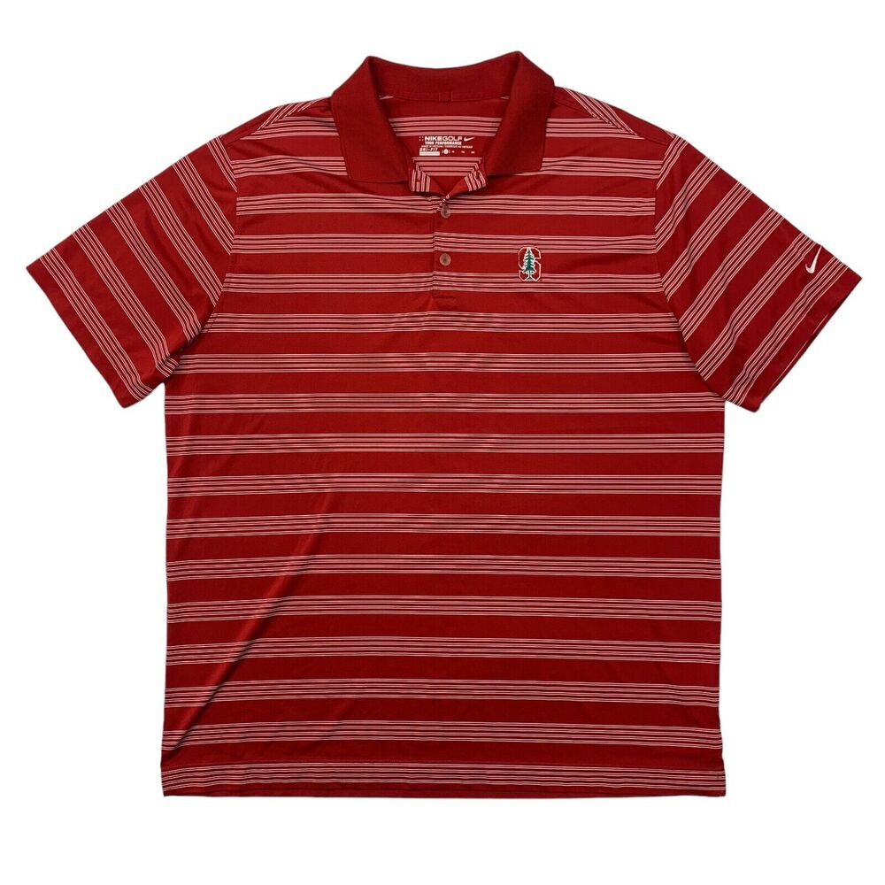 Nike Polo Shirt Mens XL Extra Large Red Stripe Tour Performance Core Tech DriFit